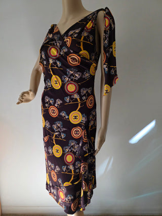 Chanel Brown Multicolor Interlocking CC Print Summer Dress 6 sz