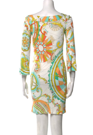 Emilio Pucci Multicolor Printed long-sleeved summer dress 38 sz
