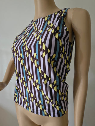 Fendi Purple Multicolor FF Zucca print sleeveless top 42 sz