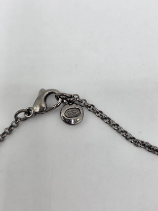 Chanel Silver-tone Faux Pearl Strass Interlocking CC Pendant Necklace