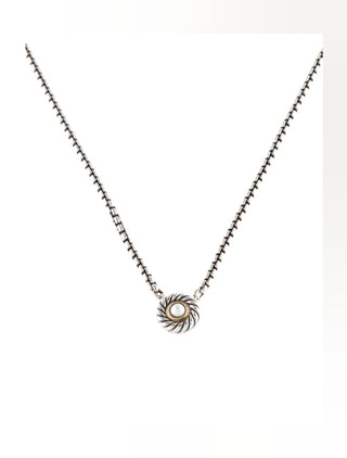 David Yurman Sterling Silver Pearl Cookie Pendant Necklace