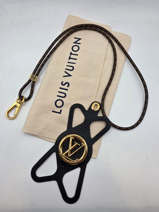 Louis Vuitton Brown leather LV Monogram Louise Phone Holder