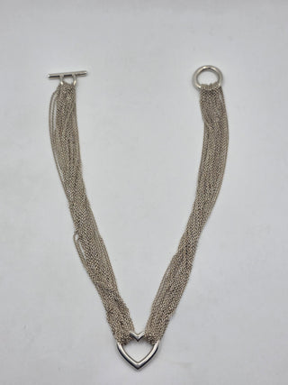 Tiffany & Co. Sterling Silver Heart Multi Strand Toggle Necklace
