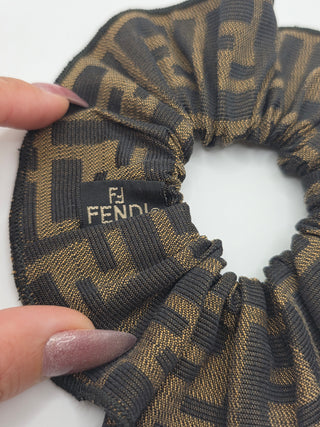 Fendi Brown black FF Logo Printed Hair Tie