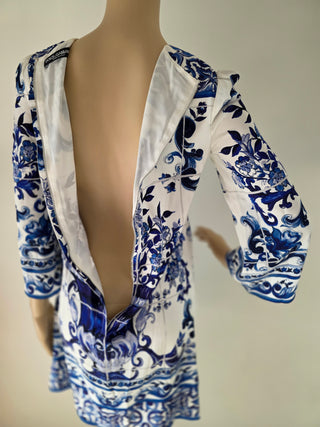 Dolce & Gabbana Blue Multicolor Silk Mini Dress IT38 sz