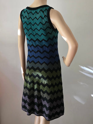 M Missoni Green multicolor Striped V-neck Mini Dress 8 US
