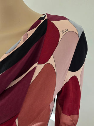 Emilio Pucci Brown Res Printed Midi Length Dress 40 sz