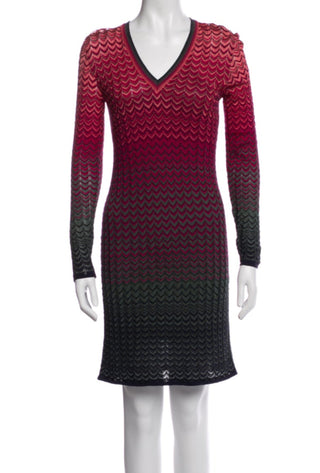 Missoni Red Multicolor long-sleeved striped dress 38 sz