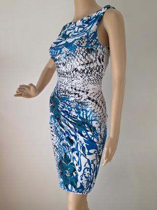 Emilio Pucci Blue Multicolor Signature Print Summer Dress 8 US sz