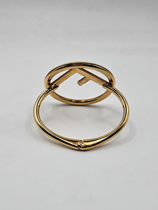 Fendi Gold-tone F Is Fendi Hinged Bangle Bracelet