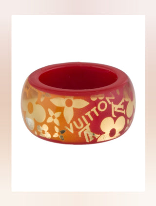 Louis Vuitton Red Gold Le Tropical Inclusion LV Charm Ring 4.75 sz