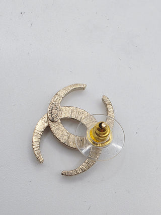 Chanel Gold-tone Strass Interlocking Crystal Stud Earrings