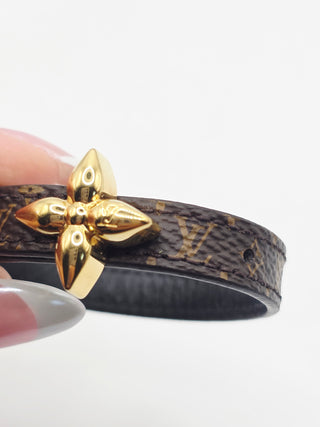 Louis Vuitton Brown LV Monogram Leather Mini Flowergram Bracelet