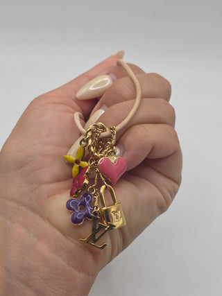 Louis Vuitton Gold-tone Sweet Monogram Enamel LV Charms Pendant Necklace