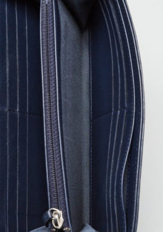 Chanel Blue Camellia Embossed Lambskin Leather L Flap Wallet