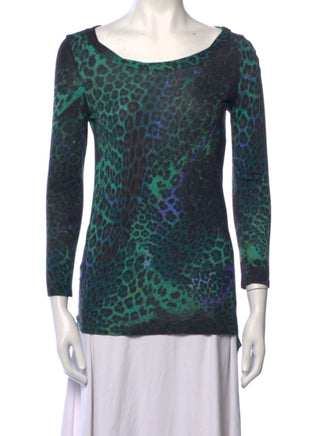 Emilio Pucci Green Animal Print long-sleeved top 6 US sz
