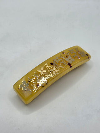 Louis Vuitton Gold-tone Yellow Resin Monogram Inclusion Hair Clip