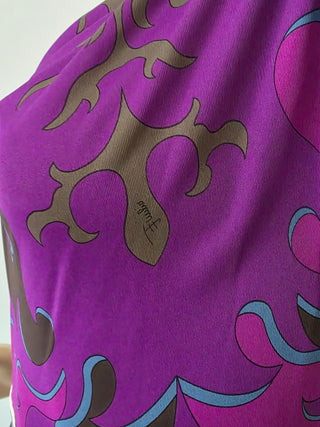 Emilio Pucci Purple Multicolor Signature Print Summer Dress 4 sz