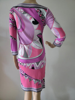 Emilio Pucci Purple Multicolor long-sleeved printed summer dress S sz