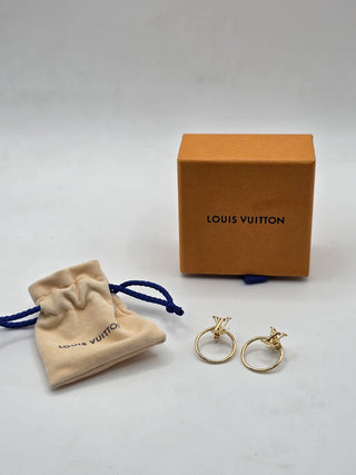 Louis Vuitton Gold-tone LV Logo Eclipse Earrings