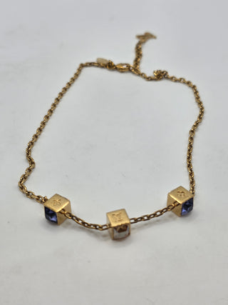 Louis Vuitton Gold-tone Crystal Gamble Station Necklace