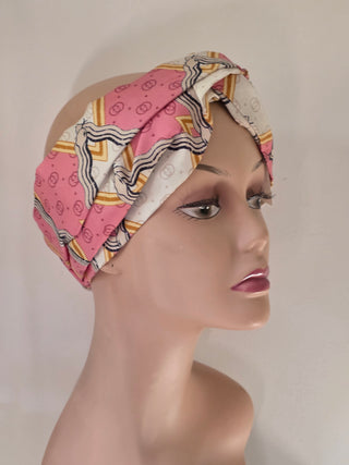 Gucci Beige pink multicolor GG Patterned Headband M sz