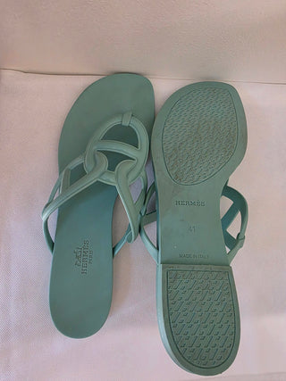 Hermès Blue Egerie Chaîne d'Ancre Insignia Slides 41 sz