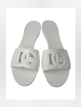 Dolce & Gabbana white rubber DG logo cutout sandals 39 sz