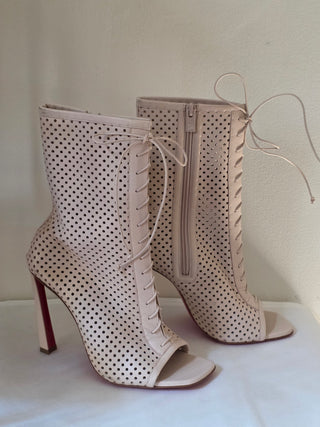 Christian Louboutin Beige perforated leather Gladiator boots 39.5 sz
