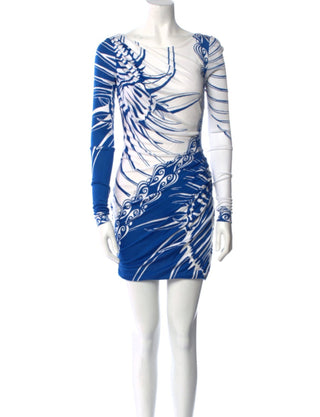 Emilio Pucci Blue Multicolor Signature Print Skinny Dress 4 US