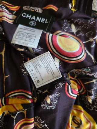 Chanel Brown Multicolor Interlocking CC Print Summer Dress 6 sz