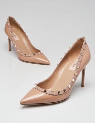 Valentino Beige Patent Leather Rockstud Heels 40 sz
