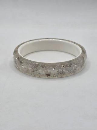 Christian Dior Silverstone Clear Butterfly Motif Logo Charm Bangle