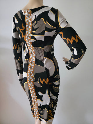 Emilio Pucci Brown Multicolor Signature Printed Mini Dress