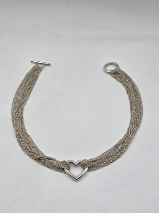 Tiffany & Co. Sterling Silver Heart Multi Strand Toggle Necklace
