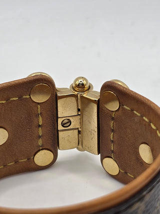 Louis Vuitton Brown LV Monogram Save It Wide Bracelet
