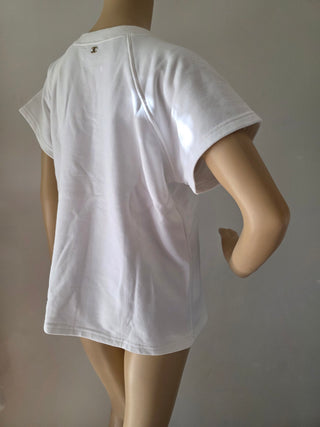 Chanel White Gold-tone CC Logo 2018 Paris-Greece T-Shirt L sz