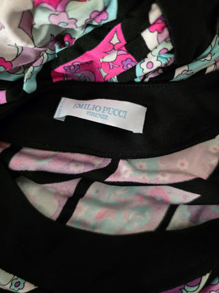 Emilio Pucci Purple Black multicolor printed Silk Mini Dress M sz