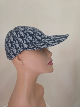 Christian Dior Blue Oblique Diorissimo Logo Baseball Cap S sz