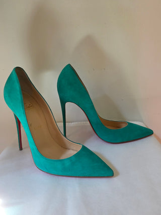 Christian Louboutin green suede So Kate Pointed-Toes pumps 41 sz