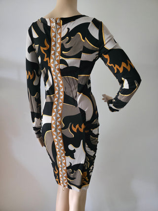 Emilio Pucci Brown Multicolor Signature Printed Mini Dress