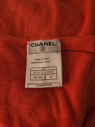 Cute Chanel Coral pink Logo Printed Sleeveless Top M sz