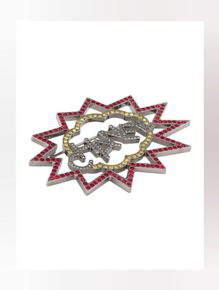 Chanel Silver-tone Strass Logo Burst Brooch