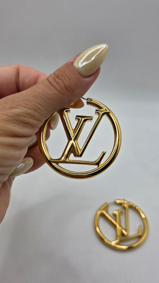 Louis Vuitton Gold-tone LV Logo Louise Hoop GM Earrings