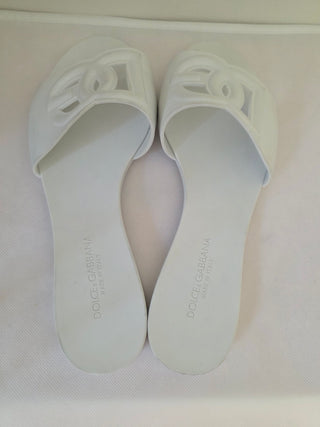 Dolce & Gabbana white rubber DG logo cutout sandals 39 sz