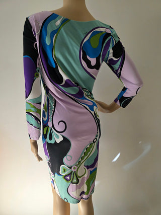 Emilio Pucci Blue Printed Knee-Length Dress S sz