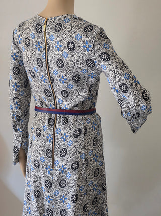 Louis Vuitton Black multicolor LV Monogram 2016 Midi Belted Dress XS | US2, FR34