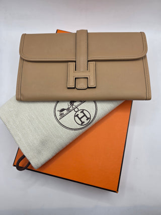 Hermès Beige leather 2021 Jige Duo Wallet