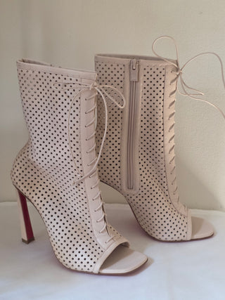 Christian Louboutin Beige perforated leather Gladiator boots 39.5 sz