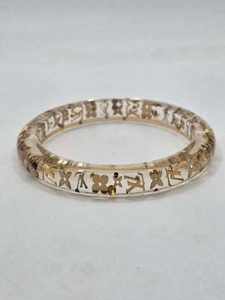 Louis Vuitton Clear Gold-tone Crystal Resin Inclusion Bangle